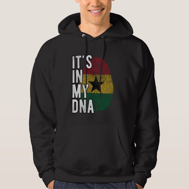 Lustigt i min DNA Ghana flagga Fingerprint Hoodie (Framsida)