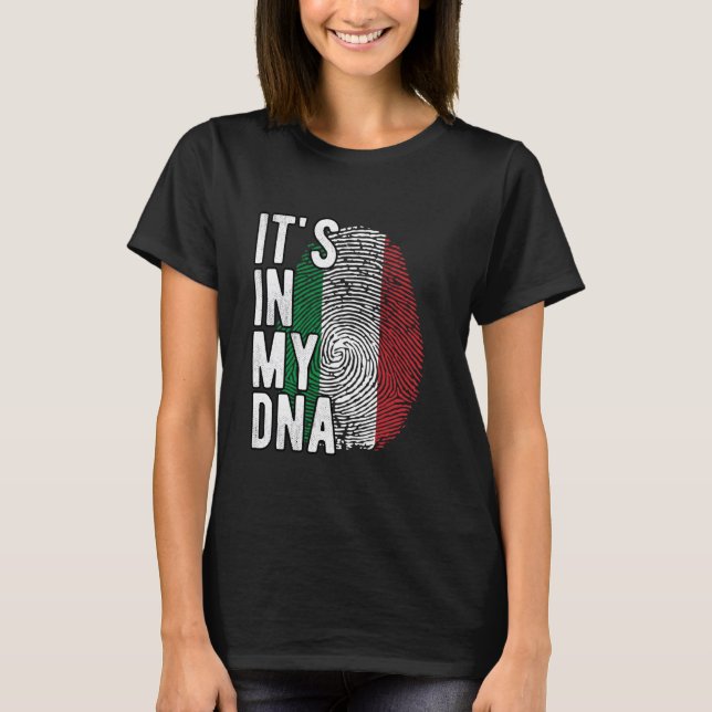 Lustigt i min DNA-Italien flagga Fingerprint T Shirt (Framsida)