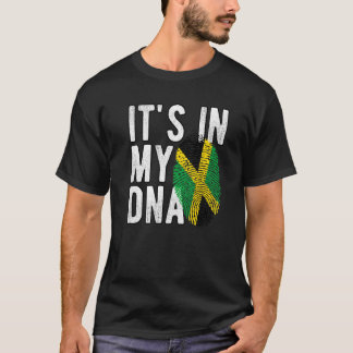 Lustigt i min DNA Jamaica flagga Fingerprint Prem T Shirt