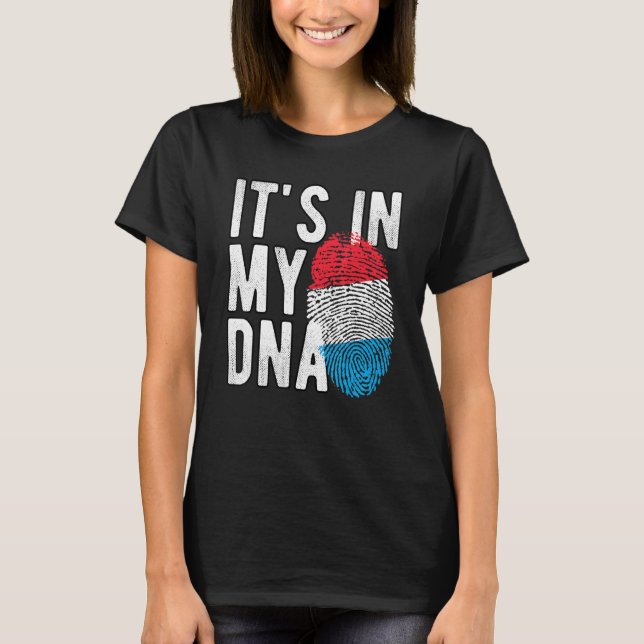 Lustigt i min DNA-luxemburgska flagga Fingerprint T Shirt (Framsida)