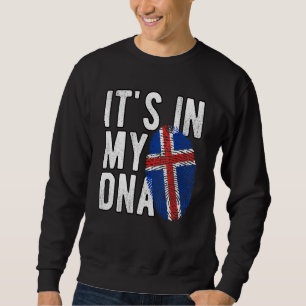 Lustigt i mitt DNA-Island flagga Fingerprint Lång Ärmad Tröja