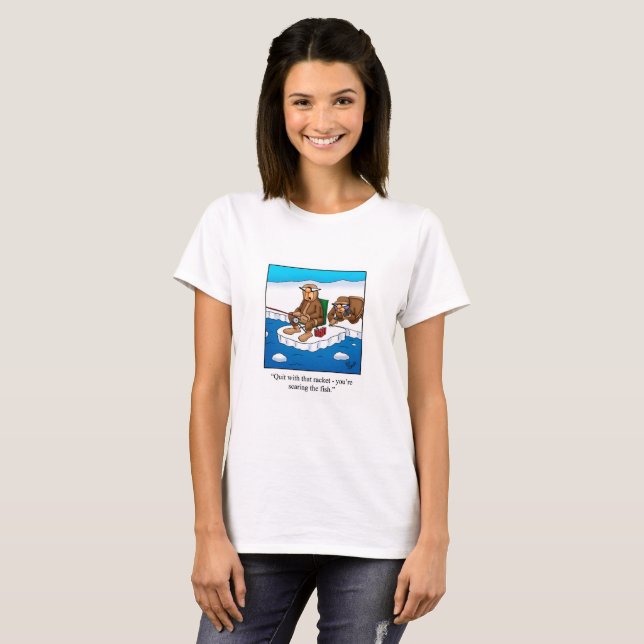 Lustigt Ice Fishing Tee Shirt åt henne (Hel framsida)