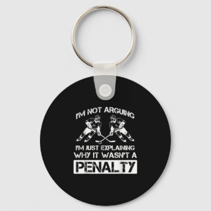 Lustigt Ice Hockey Player diskuterar Bully Penalty Nyckelring