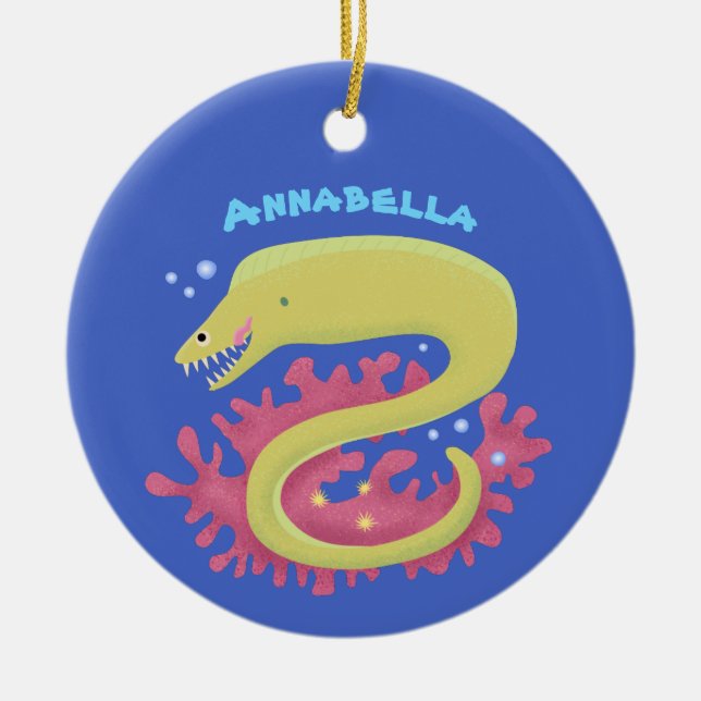 Lustigt illustration av gröntens tecknad julgransprydnad keramik (Framsidan)