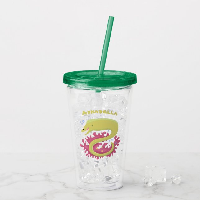 Lustigt illustration av gröntens tecknad take away mugg (Baksida Ice)