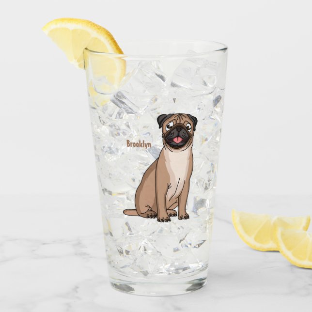 Lustigt illustration av hund tecknad i lycklig glaskopp (Framsida Ice)