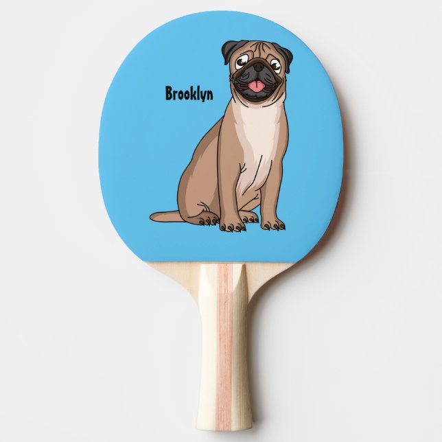 Lustigt illustration av hund tecknad i lycklig pingisracket (Framsidan)