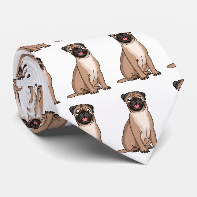 Lustigt illustration av hund tecknad i lycklig slips (Rullad)