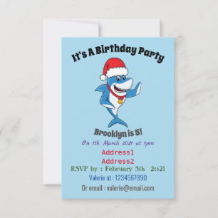 Lustigt illustration av julhajens tecknad inbjudningar