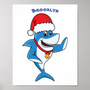 Lustigt illustration av julhajens tecknad poster