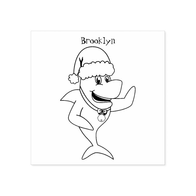 Lustigt illustration av julhajens tecknad stämpel (Tryck)