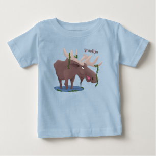 Lustigt illustration av lycklig-tecknaden t shirt