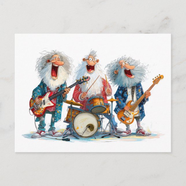 Lustigt illustration av sensorer som leker rock mu helg vykort (Framsida)