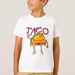Lustigt illustration av taco man tecknad stil tee