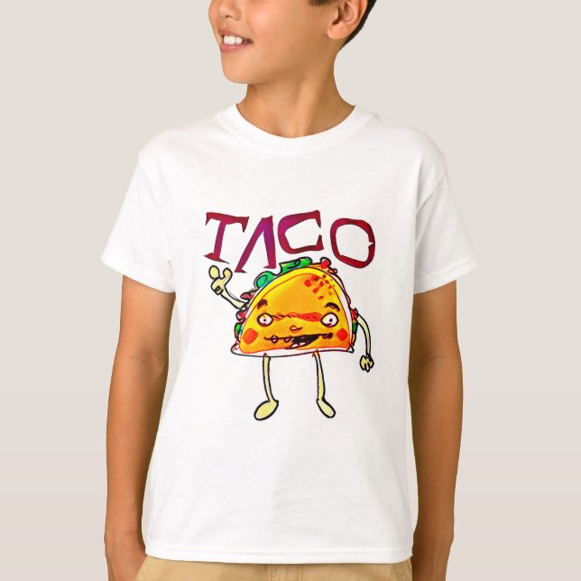 Lustigt illustration av taco man tecknad stil tee shirt (Framsida)