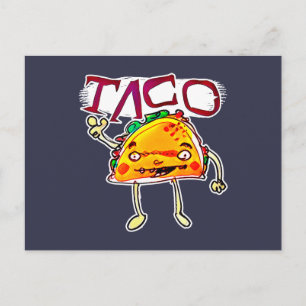 Lustigt illustration av taco man tecknad stil vykort