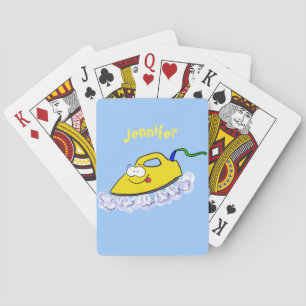 Lustigt illustration av tecknad järn tvätt casinokort