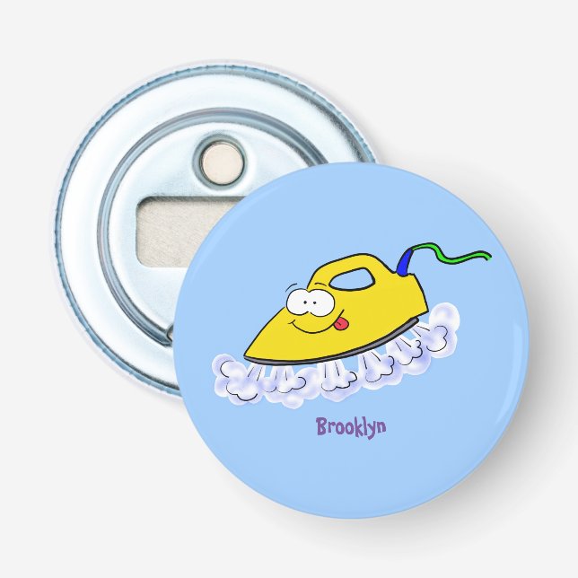 Lustigt illustration av tecknad järn tvätt flasköppnare (Framsidan)