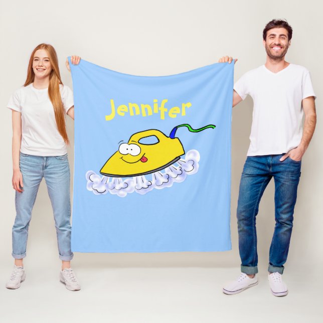Lustigt illustration av tecknad järn tvätt fleecefilt (På plats)