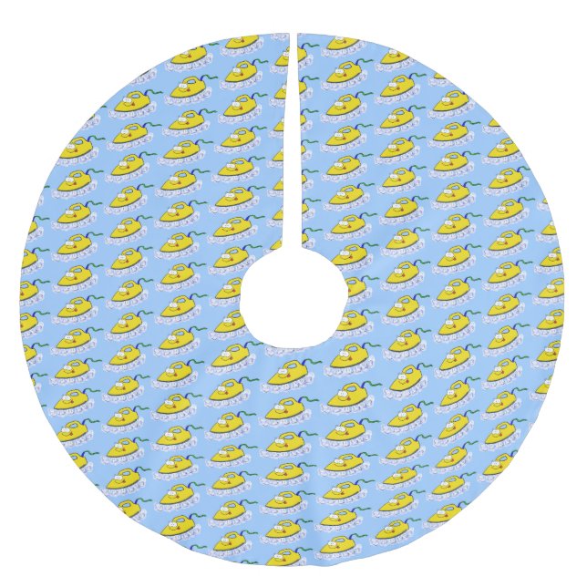 Lustigt illustration av tecknad järn tvätt julgransmatta borstad polyester (Framsidan)