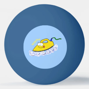 Lustigt illustration av tecknad järn tvätt pingisboll
