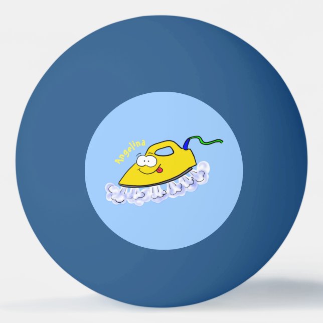 Lustigt illustration av tecknad järn tvätt pingisboll (Framsidan)