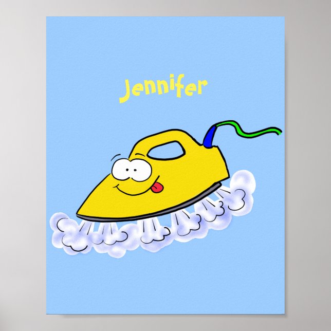 Lustigt illustration av tecknad järn tvätt poster (Framsidan)