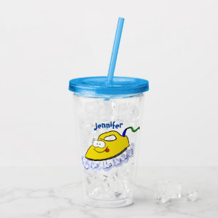 Lustigt illustration av tecknad järn tvätt take away mugg