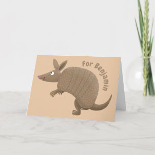 Lustigt illustration av tecknaden Armadillo lyckli Kort