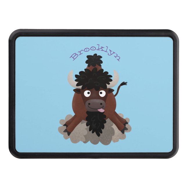 Lustigt illustration av tecknaden buffalo bison dragkroksskydd (Framsidan)