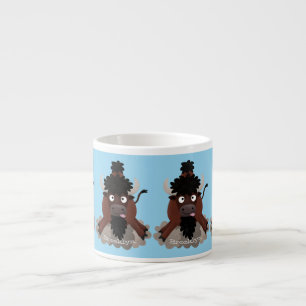Lustigt illustration av tecknaden buffalo bison espressomugg