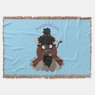 Lustigt illustration av tecknaden buffalo bison filt