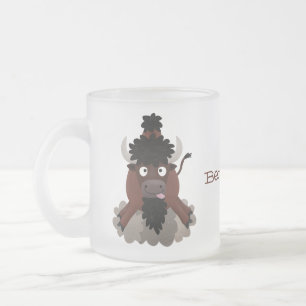 Lustigt illustration av tecknaden buffalo bison frostad glasmugg