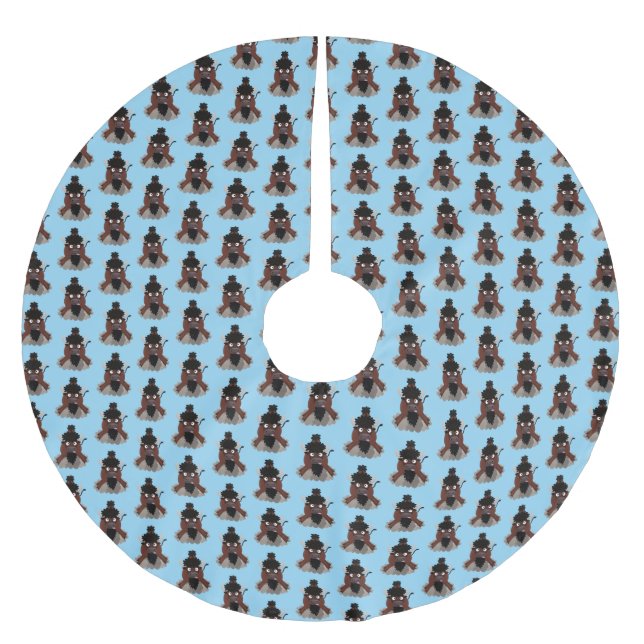 Lustigt illustration av tecknaden buffalo bison julgransmatta borstad polyester (Framsidan)