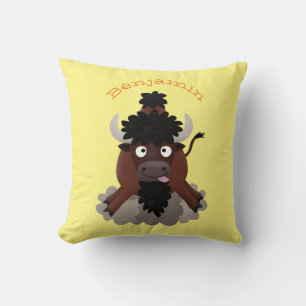 Lustigt illustration av tecknaden buffalo bison kudde