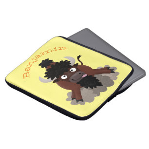 Lustigt illustration av tecknaden buffalo bison laptop fodral