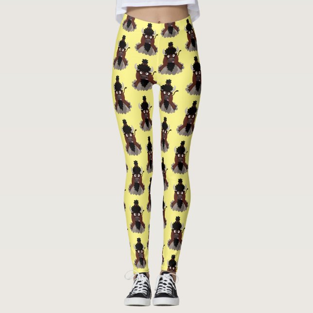 Lustigt illustration av tecknaden buffalo bison leggings (Framsida)