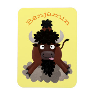 Lustigt illustration av tecknaden buffalo bison magnet