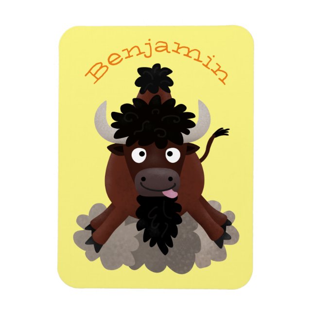 Lustigt illustration av tecknaden buffalo bison magnet (Vertikal)