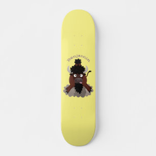 Lustigt illustration av tecknaden buffalo bison mini skateboard bräda 18,5 cm