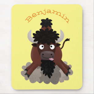 Lustigt illustration av tecknaden buffalo bison musmatta
