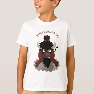 Lustigt illustration av tecknaden buffalo bison t shirt