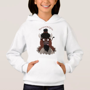 Lustigt illustration av tecknaden buffalo bison t shirt