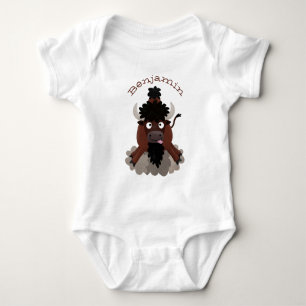 Lustigt illustration av tecknaden buffalo bison t shirt