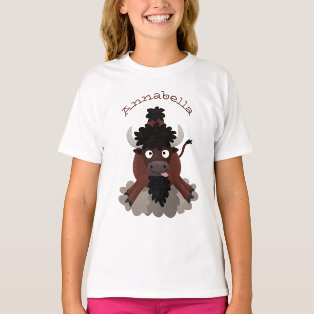 Lustigt illustration av tecknaden buffalo bison t shirt (Framsida)