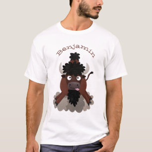 Lustigt illustration av tecknaden buffalo bison t shirt