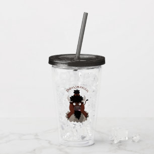 Lustigt illustration av tecknaden buffalo bison take away mugg