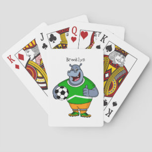 Lustigt illustration av tecknaden för hippo-fotbol casinokort