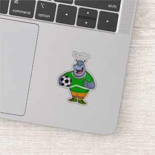 Lustigt illustration av tecknaden för hippo-fotbol klistermärken