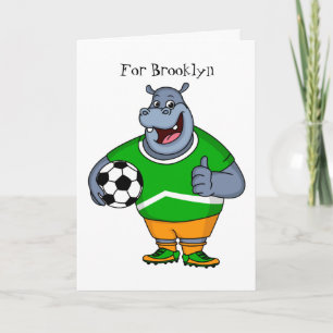 Lustigt illustration av tecknaden för hippo-fotbol kort
